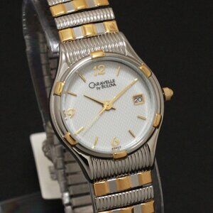Caravelle Ladies Classic Design Watch By Bulova Two Tone Expansion Bracelet 23mm